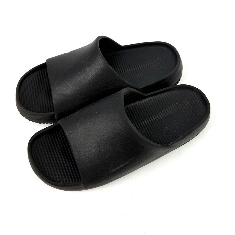 Nike Calm Slides Sandals Black Rubber Platform Womens 8 Slip On Mens 7 - Picture 3 of 8